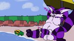 balls belly big_balls big_belly big_penis bodily_fluids cum cum_drip dripping fur genital_fluids genitals male markings overweight overweight_male pawpads paws penis purple_body purple_fur striped_body striped_fur striped_markings striped_tail stripes tail tail_markings white_body white_fur chibitay sega sonic_the_hedgehog_(series) big_the_cat froggy_(sonic) domestic_cat felid feline felis mammal 16:9 absurd_res hi_res widescreen
