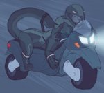 amber_eyes ambiguous_gender furgonomics headlights motorcycle motorcycle_helmet riding_motorcycle simple_background solo vehicle frostwyrm102 winterfang chakat felid felid_taur mammal mammal_taur taur herm_(lore)