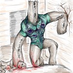 1:1 2024 3_eyes blood blood_on_body blood_on_hand blood_on_leg blood_splatter bodily_fluids butt chest_eye chest_mouth colored colored_sketch corpse cracked_wall cracks doorway duo fear_&_hunger_2:_termina fear_and_hunger giant_(fear_and_hunger) green_body hand_on_ground hand_on_neck holding_character human humanoid kneeling male mammal marcoh_(fear_and_hunger) monster monstrous_humanoid moonscorched multi_eye muscular muscular_humanoid muscular_male purple_eyes sketch the_can_master traditional_media_(artwork) unusual_anatomy wall_(structure) white_body wood wood_wall