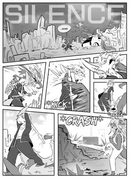 4_ears anthro blood bodily_fluids clothed clothing detailed_background dialogue female fight group inner_ear_fluff male multi_ear nude outside speech_bubble text tuft kifyun2 kif_yppreah mia_smith canid canine fox mammal absurd_res black_and_white comic hi_res monochrome