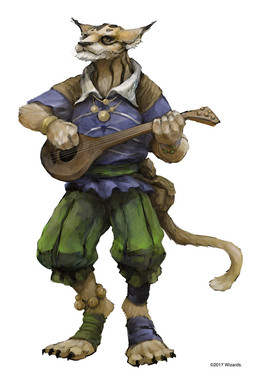 anklet anthro bag belt bottomwear bracelet claws clothed clothing feet foot_wraps holding_object jewelry lute musical_instrument necklace plucked_string_instrument shirt shorts simple_background solo string_instrument toe_claws topwear whiskers white_background wraps yellow_eyes shawn_wood dungeons_and_dragons hasbro wizards_of_the_coast felid mammal tabaxi official_art
