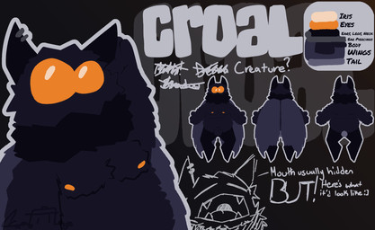anthro back_wings belly ear_piercing fluffy fluffy_tail fur glowing glowing_eyes grey_body grey_fur logo male neck_tuft nipples orange_eyes overweight overweight_male piercing slightly_chubby slightly_chubby_male solo tail text tuft wings grambage croal arthropod insect lepidopteran moth unknown_species artist_logo artist_name colored digital_drawing_(artwork) digital_media_(artwork) english_text hi_res model_sheet signature watermark