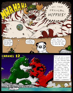 anthro big_breasts big_muscles body_size_growth breasts daydream female giga group growth_lines huge_breasts huge_muscles hyper hyper_muscles landscape_dwarfing macro male musclegut muscular muscular_female muscular_male news news_report onomatopoeia size_transformation sound_effects speech_bubble spikes spikes_(anatomy) terra_macro text thought_bubble transformation dnapalmhead redsaber third-party_edit mythology bear dragon elephant elephantid equid equine giant_panda mammal mythological_creature mythological_scalie proboscidean scalie zebra comic english_text