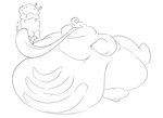 ambiguous_gender anthro arm_rolls belly belly_on_ground belly_rolls big_belly big_breasts big_cheeks bodily_fluids breasts chubby_cheeks dessert double_chin fat_rolls food hair huge_cheeks ice_cream leg_rolls morbidly_obese morbidly_obese_anthro navel obese obese_anthro overweight overweight_anthro simple_background solo tail thick_thighs tongue tongue_out white_background wide_hips jangleforks nintendo pokemon generation_4_pokemon lickilicky pokemon_(species) digital_media_(artwork)