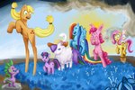 3:2 absurd_res alternate_species angel_(mlp) anthro applejack_(mlp) blue_body clothing cutie_mark detailed_background dragon earth_pony equid equine face_squish female feral floating flower fluffy fluttershy_(mlp) friendship_is_magic gesture group hair hand_gesture hasbro hat headgear headwear hi_res horn horse inspired_by_formal_art lagomorph laugh leporid long_hair long_legs male mammal mane_six_(mlp) my_little_pony mythological_creature mythological_equine mythological_scalie mythology on_hind_legs orange_body outside pegasus pink_body pinkie_pie_(mlp) plant pointing poison_joke pony purple_body rabbit rainbow_dash_(mlp) rarity_(mlp) rk-d salvador_dalí scalie spike_(mlp) squish standing surprise transformation twilight_sparkle_(mlp) unicorn white_body wings yellow_body