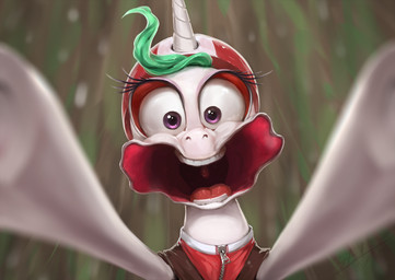 abstract_background armor clothed clothed_feral clothing constricted_pupils depth_of_field eyelashes female feral front_view green_hair hair headgear helmet horn looking_at_viewer open_mouth pupils purple_eyes small_pupils solo uvula wide_eyed wind assasinmonkey friendship_is_magic hasbro my_little_pony mythology princess_celestia_(mlp) equid equine mammal mythological_creature mythological_equine unicorn bust_portrait digital_media_(artwork) digital_painting_(artwork) painting_(artwork) portrait