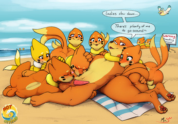 animal_genitalia anus balls beach beach_towel butt day erection female genitals group group_sex licking lying male male/female nuzzling oral orgy outside penis sex sheath sheath_lick spread_vulva spreading tapering_penis text tongue towel vulva mr.smile nintendo pokemon kai_(mr.smile) buizel generation_3_pokemon generation_4_pokemon pelipper pokemon_(species) shiny_pokemon english_text hi_res
