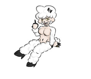 alternative_fashion anthro breasts female fur gesture goth hand_gesture middle_finger solo wool_(fur) goather terra_(goather) bovid caprine mammal sheep