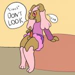 anthro balls blush clothed clothing dress erection femboy genitals male penis solo text trout_(artist) nintendo pokemon spaffy generation_4_pokemon lagomorph lopunny mammal pokemon_(species) shiny_pokemon 1:1 2015 aliasing digital_media_(artwork) english_text