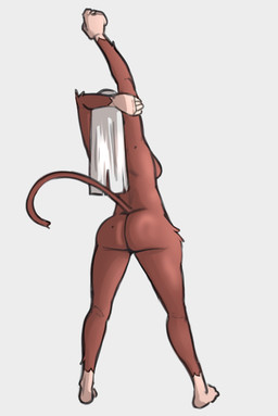 anthro back_dimples big_butt breasts brown_body brown_fur butt butt_dimples dimple female fur hair hand_in_air light long_hair looking_away nude rear_view simple_background solo standing stretching tail white_hair wide_hips perfecthorizon haplorhine mammal monkey primate colored colored_sketch digital_drawing_(artwork) digital_media_(artwork) hi_res lighting shaded sketch