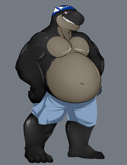 anthro belly bottomwear clothing kerchief male muscular overweight overweight_male shirtless shorts solo wildside blake_(wildside) aquatic leopard_seal mammal pinniped seal 2015