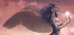 anthro clothed clothing cloud female nude topless wings kate_(morpheuskibbe) angel sergal kate_(disambiguation) absurd_res hi_res