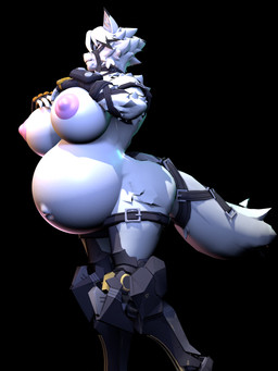 anthro belly big_belly big_breasts breasts crossgender cybernetics female fluffy fur huge_belly machine mtf_crossgender navel nipples pregnant pregnant_anthro pregnant_female prosthetic prosthetic_leg prosthetic_limb solo white_body white_fur phrostbite mihoyo zenless_zone_zero von_lycaon canid canine canis mammal thiren wolf 3:4 3d_(artwork) absurd_res digital_media_(artwork) hi_res