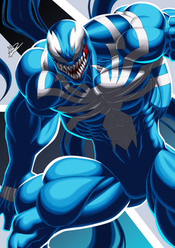 abs big_muscles blue_body emblem empty_eyes male muscular not_furry sharp_teeth solo teeth tendrils trujillos99 marvel marvel_rivals venom_(marvel) alien alien_humanoid humanoid symbiote absurd_res hi_res