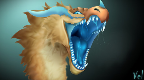 bodily_fluids feral fur male mouth_shot open_mouth predator/prey roaring saliva saliva_string sharp_teeth solo teeth throat tongue anonymous314159 mythology dragon furred_dragon furred_scalie mythological_creature mythological_scalie scalie half-length_portrait headshot_portrait model_sheet portrait