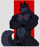 animal_genitalia anthro genitals knot male muscular muscular_male red_eyes sheath solo onensfw dragon_ball mythology deathlyzen canid canine mammal mythological_canine mythological_creature saiyan vampire werecanid werecanine werecreature werewolf absurd_res hi_res