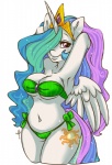 anthro anthrofied bikini breasts camel_toe clothed clothing crown cutie_mark feathered_wings feathers female fur hair hair_over_eye headgear horn looking_at_viewer multicolored_hair navel one_eye_obstructed princess purple_eyes royalty skimpy slightly_chubby solo swimwear tight_clothing two-piece_swimsuit white_body white_feathers white_fur wings tiki_san friendship_is_magic hasbro my_little_pony mythology princess_celestia_(mlp) equid equine mammal mythological_creature mythological_equine winged_unicorn 2013 hi_res