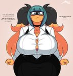 anthro big_breasts blush bodily_fluids bra breasts cleavage clothed clothing dialogue eyewear female glasses pink_bra pink_clothing pink_underwear solo sweat text underwear jwinkz zoey_(jwinkz) canid canine canis domestic_dog mammal 2020 english_text hi_res