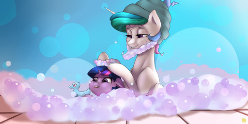 bath blue_body blue_feathers bubble duo feathered_wings feathers female feral fur hair horn multicolored_hair purple_body purple_fur purple_hair two_tone_hair water white_body white_feathers wings young conditional_dnp pudgeruffian friendship_is_magic hasbro my_little_pony mythology princess_celestia_(mlp) twilight_sparkle_(mlp) equid equine mammal mythological_creature mythological_equine unicorn winged_unicorn 2015 2:1 absurd_res digital_media_(artwork) hi_res