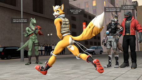 anthro balls bodily_fluids bottomless bottomless_anthro bottomless_male clothed clothed_anthro clothing covering covering_crotch covering_self crowd cum embarrassed genital_fluids genitals group humiliation leaking_cum male male_penetrated penetration public public_exposure public_humiliation public_nudity running running_away taking_picture text meteorsmash okamical_(modeler) epic_games fortnite mythology nintendo star_fox fox_mccloud hybrid_(fortnite) thunder_(fortnite) wendell_(fortnite) canid canine canis dragon fox komodo_dragon lizard mammal monitor_lizard mythological_creature mythological_scalie reptile scalie wolf 16:9 3d_(artwork) 4k absurd_res digital_media_(artwork) english_text hi_res widescreen