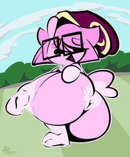 anthro anus black_eyes butt dot_eyes eyewear feet glasses hair male nude pink_body pink_hair pink_skin shell_hat simple_eyes solo spread_anus spread_butt spreading tail thefablednekos spiral_stream_derby jerry_capshell gastropod mollusk snail hi_res