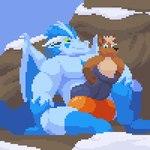 abs animal_genitalia animal_penis anthro balls big_balls blue_body body_hair chest_hair clothed clothing cock_vore duo genitals male male/male male_pred male_prey mountain muscular muscular_male penile penis ripped_underwear rock snow squirming underwear underwear_only vore nephiclav mythology azarion mirthyywolf canid canine dragon fox mammal mythological_creature mythological_scalie scalie 1:1 2017 animated low_res short_playtime