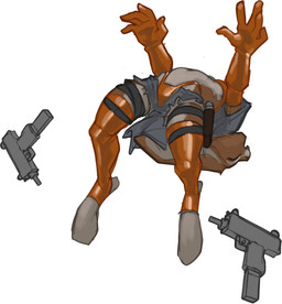 anthro female flying simple_background slim solo weapon white_background mootsider riot_(mootsider) hare lagomorph leporid mammal absurd_res hi_res