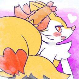 all_fours ambiguous_anthro ambiguous_gender anthro biped blush blush_stickers butt dipstick_tail food heart_symbol looking_at_viewer looking_back looking_back_at_viewer markings object_in_tail open_:3 open_mouth open_smile rear_view shrimp_(food) simple_background smile snout solo tail tail_markings annyui0611 nintendo pokemon braixen canid generation_6_pokemon mammal pokemon_(species) 1:1 2024 digital_drawing_(artwork) digital_media_(artwork) hi_res japanese_description translated_description