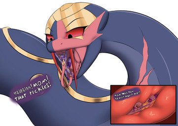 after_vore cutaway digestion female female_pred inside_stomach internal larger_female larger_pred macro male male_prey melting micro oral_vore size_difference smaller_male text vore poisonsneksoffie nintendo pokemon generation_3_pokemon mammal pokemon_(species) procyonid raccoon reptile scalie seviper snake zigzagoon absurd_res english_text hi_res