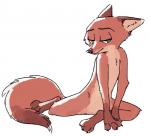 2017 anthro biped canid canine claws dipstick_tail disney featureless_crotch fox fuel_(artist) gloves_(marking) green_eyes half-closed_eyes leg_markings male mammal markings multicolored_tail narrowed_eyes nick_wilde nude pose red_fox simple_background sitting socks_(marking) solo tail tail_markings true_fox white_background zootopia