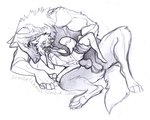 5_fingers anal anal_penetration animal_genitalia animal_penis anthro anthro_penetrating anthro_penetrating_humanoid balls biped blush blush_lines canine_genitalia canine_penis duo eyes_closed fingers fur genitals hair humanoid_genitalia humanoid_on_anthro humanoid_penetrated humanoid_penis interspecies knot larger_anthro larger_male lying male male/male male_penetrated male_penetrating male_penetrating_male nude on_side penetration penis sex simple_background size_difference smaller_humanoid smaller_male tail text white_background somanyfangs mythology animal_humanoid canid canine canis humanoid mammal mythological_canine mythological_creature werecanid werecanine werecreature werewolf wolf 5:4 graphite_(artwork) sketch traditional_media_(artwork) url