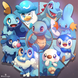 ambiguous_gender anthro beak blue_body blue_eyes blue_feather_hair blue_feathers blue_skin blush fangs feather_hair feathers feral gesture group looking_at_viewer one_eye_closed open_mouth paws pseudo_hair red_eyes seashell shell tail teeth tongue waving waving_at_viewer white_body white_feathers yellow_sclera leoiruga nintendo pokemon amphibian anatid anseriform avian bird crocodilian duck froakie frog generation_1_pokemon generation_2_pokemon generation_3_pokemon generation_4_pokemon generation_5_pokemon generation_6_pokemon generation_7_pokemon generation_8_pokemon generation_9_pokemon lizard mudkip oshawott penguin piplup pokemon_(species) popplio quaxly reptile scalie sobble squirtle totodile 1:1 2025 hi_res signature