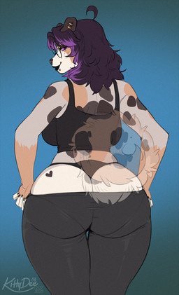 anthro biped bottomwear bra breasts butt claws clothed clothed_anthro clothed_female clothing eyewear female fingers fully_clothed fully_clothed_anthro fully_clothed_female fur glasses hair looking_at_viewer piercing rear_view smile solo spots standing tail topwear underwear kittydee shia_(thegreatfloki) canid canine canis domestic_dog mammal 2025 digital_drawing_(artwork) digital_media_(artwork) hi_res