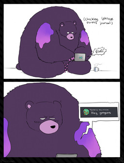 anthro blush computer dialogue_box electronics embarrassed flirting laptop male male/male slime speech_bubble text texting burntbeebs nintendo splatoon commander_tartar mr._grizz bear mammal english_text hi_res
