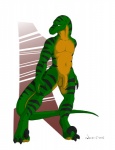 anthro balls biped claws flaccid foreskin genitals green_body humanoid_genitalia humanoid_penis male nude penis sickle_claw solo standing tail toe_claws necrodrone phorsaken dinosaur dromaeosaurid prehistoric_species reptile scalie theropod velociraptor