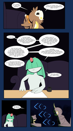 4_panel_comic ambiguous_gender black_nose black_text brown_eyes cheek_spots claws dialogue exclamation_point feral fur furniture green_hair group hair horn looking_at_another paper pupils purple_eyes question question_mark sofa speech_bubble table talking_to_another text trio white_pupils white_sclera yellow_cheeks trainer-mana nintendo pokemon pokemon_mystery_dungeon spike_chunsoft addy_villeneuve luna_(tot) absol emolga generation_3_pokemon generation_5_pokemon humanoid pokemon_(species) ralts 2026 9:16 alpha_channel comic english_text hi_res