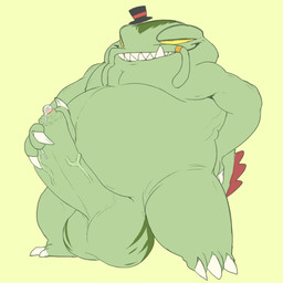 anthro balls big_balls big_penis bodily_fluids clothing dripping erection foreskin genital_fluids genitals green_body green_skin hand_on_penis hat hat_only headgear headgear_only headwear headwear_only humanoid_genitalia humanoid_penis leaking_precum looking_at_viewer male mostly_nude overweight overweight_anthro overweight_male penis precum precum_drip simple_background solo toothy_grin vein veiny_penis bunzillaking league_of_legends riot_games tencent tahm_kench_(lol) aquatic catfish fish 1:1 full-length_portrait hi_res portrait