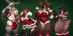 abs anthro antlers areola big_bulge big_butt biped black_hair braided_hair breasts brown_hair bulge butt butt_fluff cape christmas_clothing christmas_topwear cleavage clothed clothing dress ear_piercing female femboy fingerless_gloves fluffy fluffy_tail gloves group gynomorph hair handwear holidays horn huge_bulge hyper hyper_bulge inner_ear_fluff intersex long_hair looking_aside looking_at_viewer male muscular muscular_anthro muscular_female muscular_male nipple_piercing nipples piercing pubes short_hair short_tail skimpy straight_hair tail topwear tuft white_hair boosterpang christmas cinnamon_(themostsuave) glitter_(vesryn) magnus_(ara_chibi) twinkle_(sharkafterdark) deer mammal new_world_deer reindeer 2024 alternate_version_at_source hi_res nonbinary_(lore)