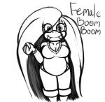 anthro breasts clothed clothing crossgender female fully_clothed mtf_crossgender simple_background solo white_background renee-moonveil mario_bros nintendo boom-boom boom-boom_(character) fan_character koopa scalie 2015 black_and_white monochrome sketch