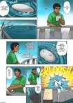 aquarium comic common_hippopotamus dialogue duo english_text gillpanda hi_res hippopotamid human magic male mammal solo_focus speech_bubble text transformation vivarium water wet