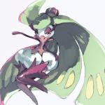 female green_hair grey_background hair half-closed_eyes long_hair looking_at_viewer mouthless narrowed_eyes pink_eyes plant simple_background solo 12takase14 nintendo pokemon elemental_creature flora_fauna generation_7_pokemon humanoid pokemon_(species) tsareena 1:1 full-length_portrait hi_res portrait