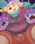 anthro belly big_belly bottomwear bulge clothing costume halloween_costume holidays kemono male overweight overweight_male shorts solo tongue tongue_out guratan_wa halloween lifewonders tokyo_afterschool_summoners cu_sith_(tas) canid canine canis domestic_dog mammal 2023 4:5 hi_res