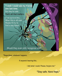 black_text cracked_mirror female feral horn horror_(theme) mirror reflection solo text white_text cracklewink equestria_girls hasbro infection_au my_little_pony mythology sunset_shimmer_(eg) equid equine mammal mythological_creature mythological_equine sleigh_pony_(cracklewink) unicorn absurd_res comic english_text hi_res