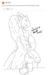 abs anthro balls biceps big_balls big_penis container cup genitals hand_behind_head holding_own_penis holding_penis huge_balls male mug muscular muscular_male penis solo tail text saruuk curious_cat sar lizard reptile scalie 2020 english_text greyscale hi_res monochrome sketch