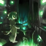 :< anthro arms_bent bent_leg breasts city closed_frown detailed_background exit_sign female frown futuristic green_eyes green_light green_lighting green_pupils hair head_turned iris kemono mouth_closed night nude pipe pupils short_hair short_snout side_boob sign sky snout solo standing star starry_sky straight_leg tail kishibe domestic_cat felid feline felis mammal 1:1 digital_media_(artwork)