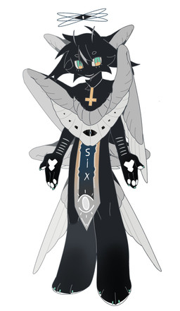 anthro clothed clothing cross cross_necklace feathered_wings feathers halo inverted_cross jewelry male multi_wing necklace solo wings zhaobuzhaobeiii angel domestic_cat felid feline felis mammal hi_res