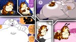 amazed antennae_(anatomy) anthro barazoku belly belly_press big_belly crawling dialogue duo endosoma entering exclamation_point eyes_closed fur gesture hand_gesture huge_belly hyper in_awe kemono larger_male looking_down looming male micro moobs navel_vore nipples obese obese_anthro obese_male open_mouth overweight overweight_anthro overweight_male pawpads pillow pink_background pocket_dimension pointing pointing_at_belly question_mark raining sad safe_vore simple_background size_difference smaller_male surprised_expression text vore white_body white_fur wings yellow_nipples yellow_pawpads fujiyama_samoyed_(artist) bumble_beans(fujiyamasamoyed) fujiyama_kenhaku arthropod bee canid canine canis domestic_dog hybrid hymenopteran insect mammal nordic_sled_dog raccoon_dog samoyed spitz tanuki 16:9 comic digital_media_(artwork) hi_res pictographics widescreen