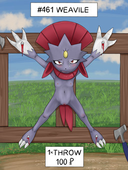 abuse anthro axe bdsm blood bodily_fluids bondage bound crucifixion female feral flat_chested genitals imminent_death nailed nails public public_execution public_exposure solo spread_legs spreading tears vulva herculesart nintendo pokemon generation_4_pokemon pokemon_(species) weavile absurd_res hi_res