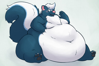 anthro barefoot belly belly_overhang big_belly big_butt biped blue_body blue_fur blush butt chest_tuft chubby_cheeks claws deep_navel feet fur gesture hand_on_belly huge_belly huge_butt hyper hyper_belly hyper_butt love_handles male moobs morbidly_obese morbidly_obese_anthro morbidly_obese_male navel nude obese obese_anthro obese_male open_mouth open_smile overweight overweight_anthro overweight_male pawpads simple_background sitting smile solo teeth thick_thighs toe_claws tuft waving white_body white_fur wide_hips catarsi theo_(gamefreak1215) mammal mephitid skunk 2015