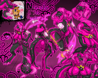angry anthro barbed_tongue black_body breasts claws clothing crescent_moon custom_outfit diamond_(gem) duo eyelashes female forked_tongue fur gem glowing glowing_eyes glowing_weapon gold_(metal) gold_weapon hair heart_(marking) hooked_spiked_ball horn jewelry magenta_body male markings melee_weapon moon neck_tuft pink_teeth polearm rose_gold rose_gold_jewelry ruffleztheampharos scythe semi-anthro size_difference speech_bubble spikes spikes_(anatomy) spiral spiral_eyes teeth teeth_showing tongue tuft weapon suchlambada17 mythology nintendo pokemon neeco_neecoola dragon goo_creature mythological_creature mythological_scalie scalie hi_res reference_image